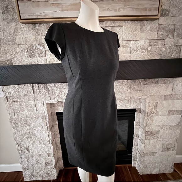 Lafayette 148 Black Sheath Dress Cap Sleeve Stretch Career Size 4 - Picture 5 of 10
